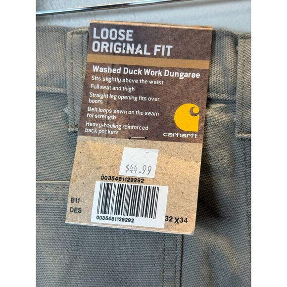 Carhartt Loose Straight Washed Duck Dungaree Work Pants Men’s 32 Beige NWT - Picture 4 of 7